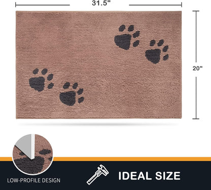 PURRUGS Dirt Trapping Door Mat 20" x 31.5", Non-Skid/Slip Machine Washable Microfiber Entrance Rug, Shoes Scraper, Dog Doormat, Super Absorbent Floor Mat for Muddy Wet Shoes and Paws, Grey