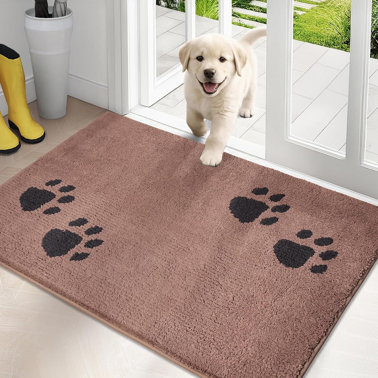 PURRUGS Dirt Trapping Door Mat 20" x 31.5", Non-Skid/Slip Machine Washable Microfiber Entrance Rug, Shoes Scraper, Dog Doormat, Super Absorbent Floor Mat for Muddy Wet Shoes and Paws, Grey