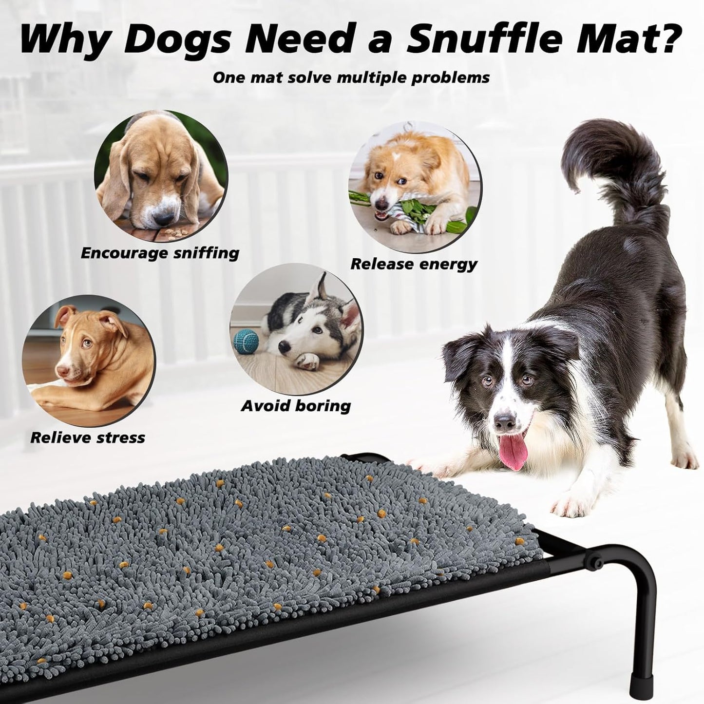 Rundik Snuffle Mat for Dogs, 17'' x 21'' Dog Sniffing Interactive Feeding Game Boredom, Puzzle Toys Encourages Natural Foraging Skills and Stress Relief Small/Medium/Large Dogs
