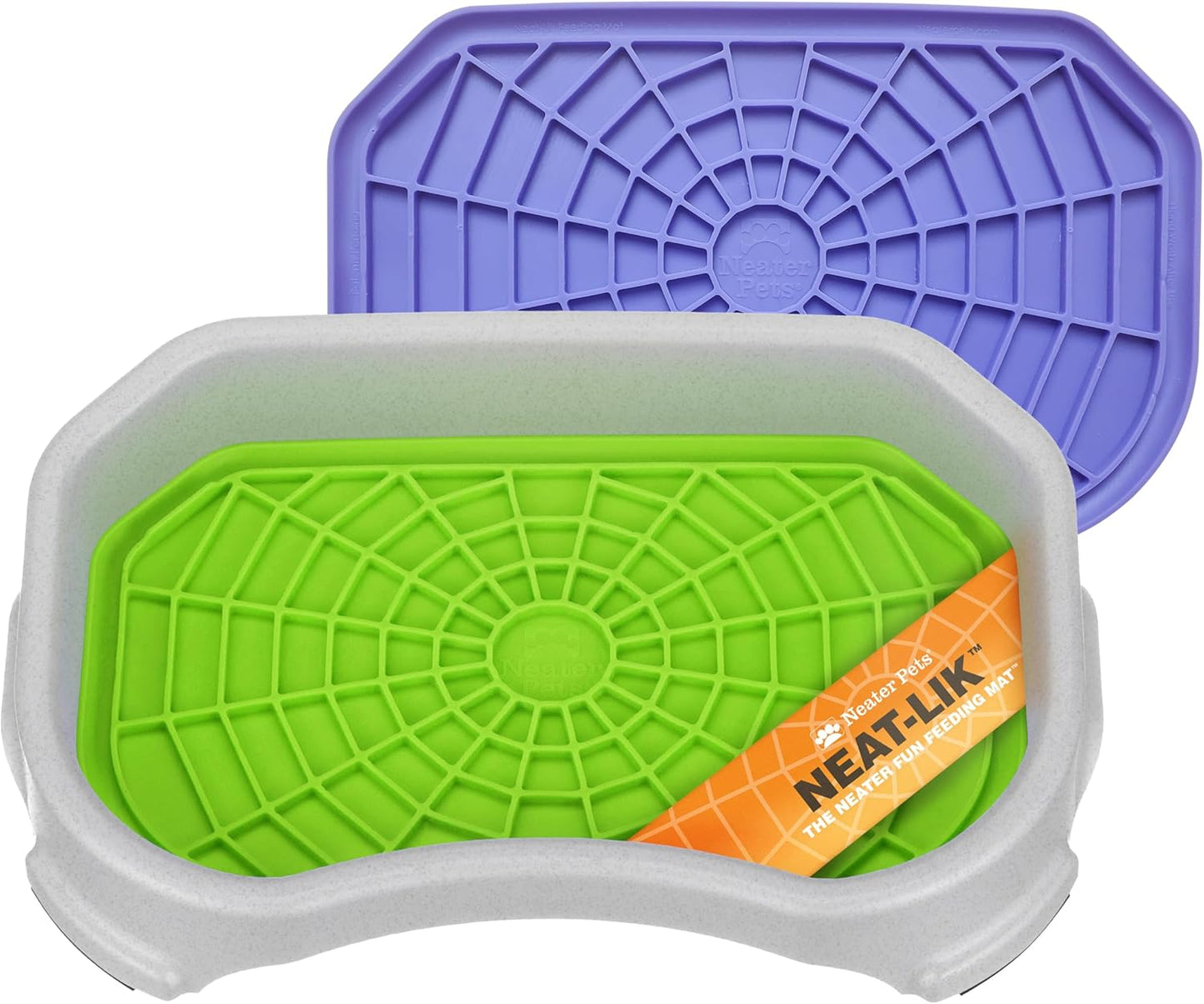 Neater Pets Neat-LIK Dog Lick Mat w/Mess-Proof Tray, Lick Mat for Dogs, Cats, Puppy, Reduces Anxiety & Boredom, Peanut Butter Slow Feeder, Interactive Treat Licking Pad (Green/Vanilla Bean)