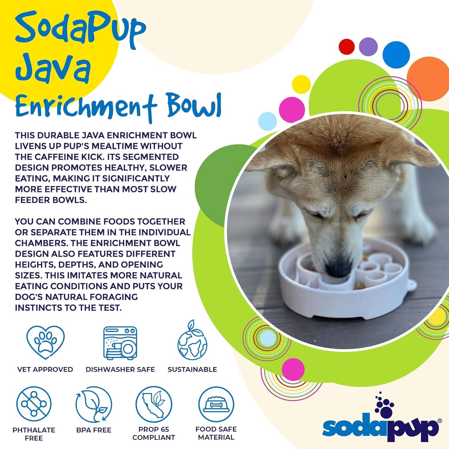 SodaPup Honeycomb Enrichment Bowl – Durable Slow Feeder Bowl Made in USA from Non-Toxic, Pet-Safe, Food Safe Material for Mental Stimulation, Slowing Down Eating, Healthy Digestion, & More