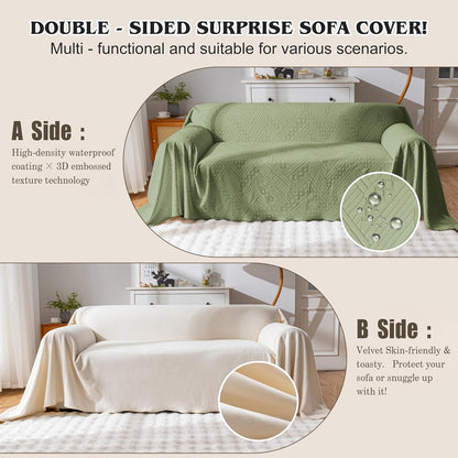 Waterproof Couch Cover, Reversible, Pet-Friendly, Washable and Anti-Slip Couch Covers for Sofa Protection with 3 Cushions, Sofa Slipcovers for Dogs and Cats (71×118in/Brown)
