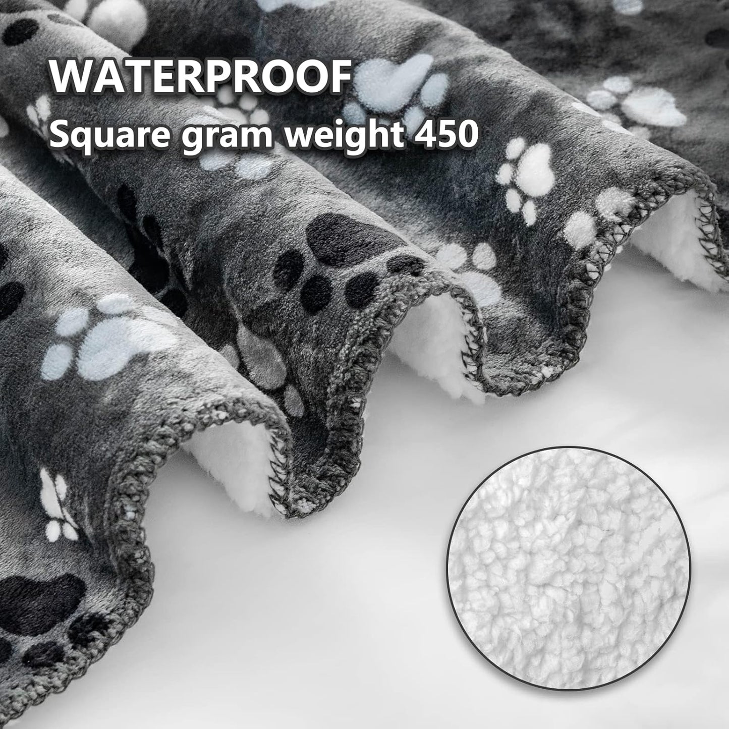 Waterproof Dog Blanket, Pattern Printing Super Soft Warm Fluffy Facecloth Sofa Car Bed Protector, Urine Proof Washable Outdoor Pet Blanket for Puppy Large Dogs & Cats(paw & Bone80*60)