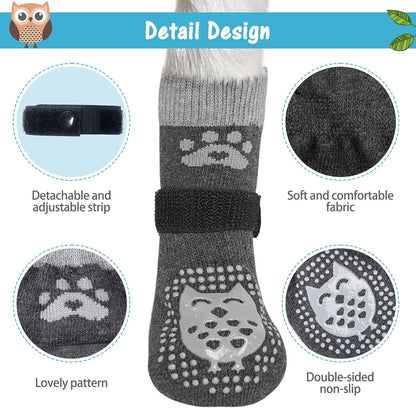 SCENEREAL 6Pcs Anti Slip Dog Socks to Prevent Licking Paws for Hot/Cold Pavement, Dog Grippy Socks for Hardwood Floors, Dog Shoes for Boots & Paw Protectors for Puppy Small Medium Large Senior Dogs
