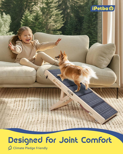 Dog Ramp for Couch - Joint & Spine Support for Small Dogs, 18" Adjustable Height, Anti-Slip & Foldable, Up to 35 lbs