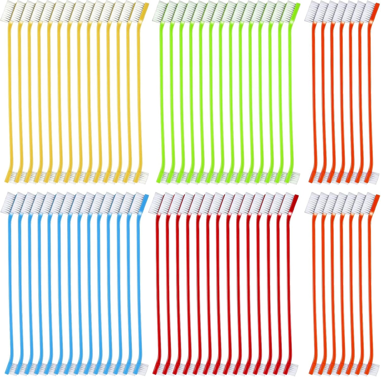 Honeydak Dog Toothbrush Bulk Dual Headed Dental Brushes Dogs Tooth Brushing Kit Long Handle Pet Tooth Brush for Puppy Large Small Cats and Most Pets Teeth Cleaning Dental Supplies(70 Pcs,Colorful)
