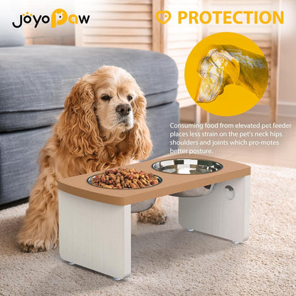 Elevated Dog Bowls, Bamboo Raised Dog Bowl for Medium Dogs, with 2 Stainless Steel Bowls (7'' Tall-40 oz Bowl)