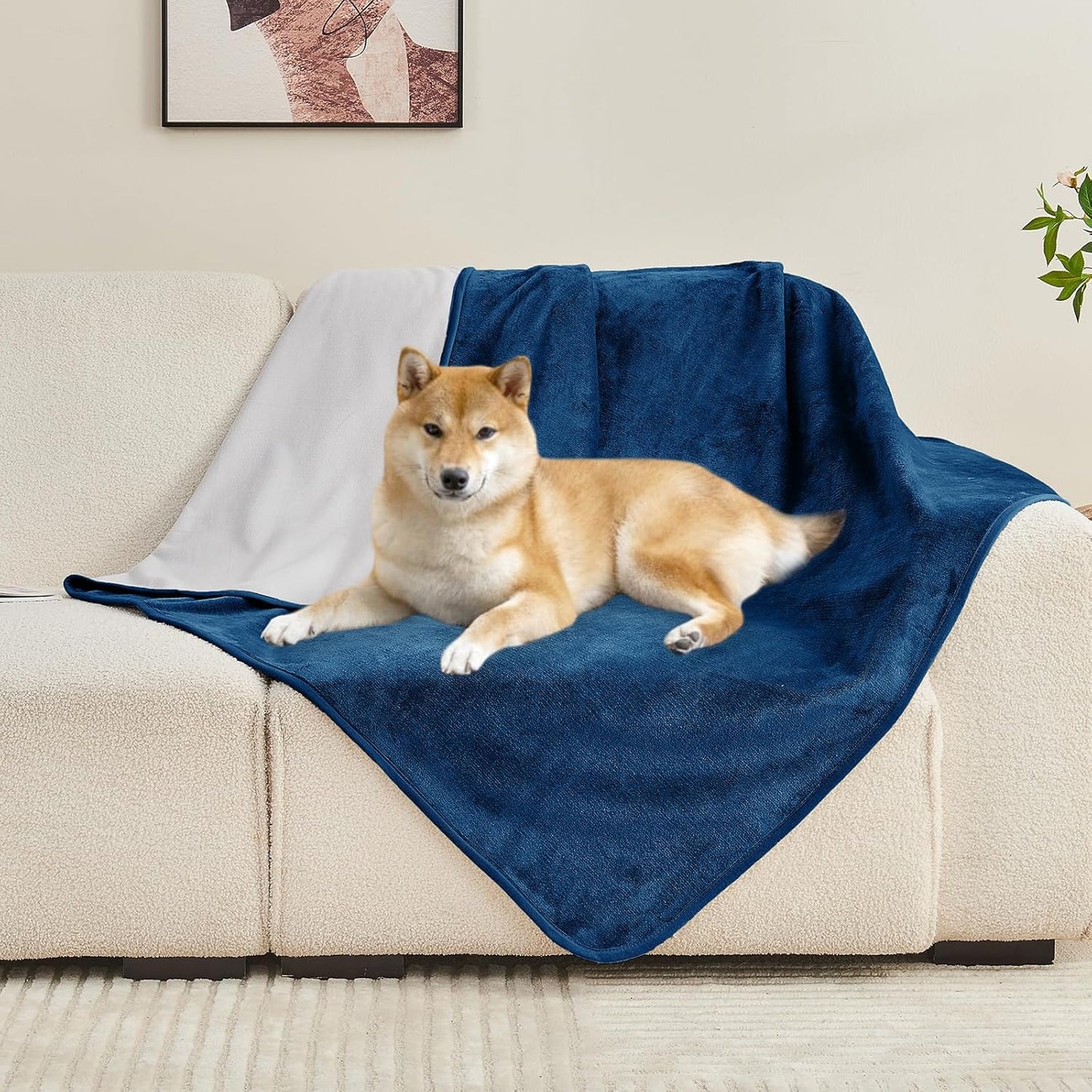 Waterproof Blanket 60"x80" for Adults, Reversible Waterproof Bed Cover for Dogs Cats Pets, Soft Leakproof Blanket for Bed Couch Sofa Furniture Protector, Dusty Pink/Off White