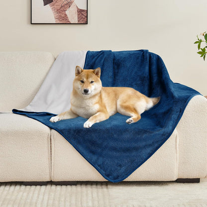 Waterproof Blanket 60"x80" for Adults, Reversible Waterproof Bed Cover for Dogs Cats Pets, Soft Leakproof Blanket for Bed Couch Sofa Furniture Protector, Dusty Pink/Off White