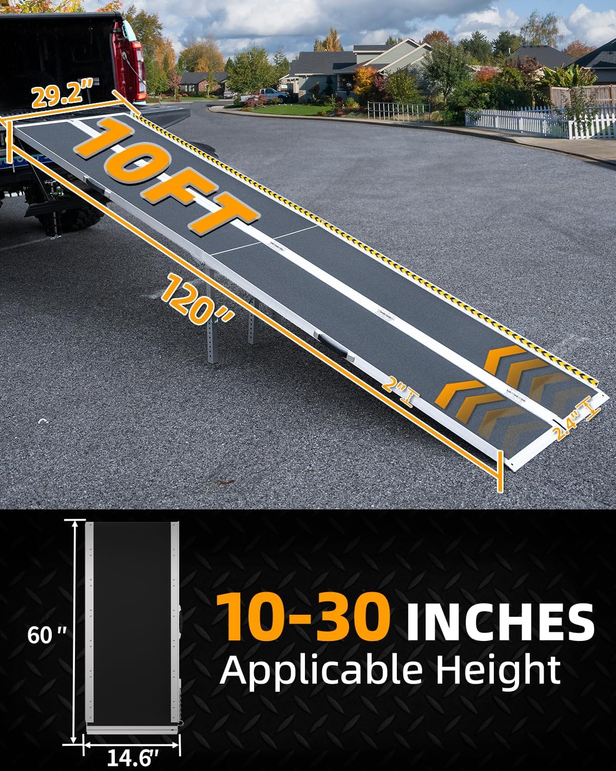 VNN Portable Wheelchair Ramp 4FT, Non-Slip Aluminum Ramps for Wheelchairs for Home, Handicap Wheelchair Ramps for Home Steps, Aluminum Loading Dock Plates, Doorways, Black