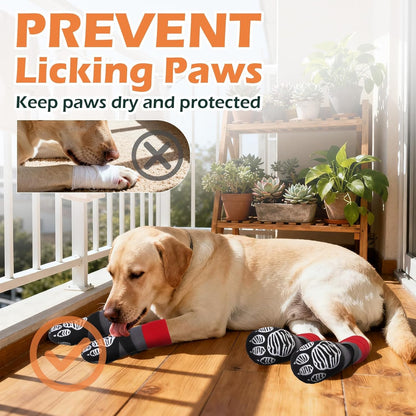EXPAWLORER Anti Slip Dog Socks to Prevent Licking Paws, Dog Shoes for Hot Pavement Walk, Dog Booties for Hardwood Floors, Dog Boots & Paw Protectors with Grippers for Small Medium Large Senior Dogs M