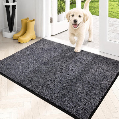 PURRUGS Dirt Trapping Door Mat 20" x 31.5", Non-Slip Machine Washable Entryway Rug, Dog Doormat, Indoor Front Door Mat, Super Absorbent Entry Rug for Muddy Shoes & Paws, Bluish Grey-Black