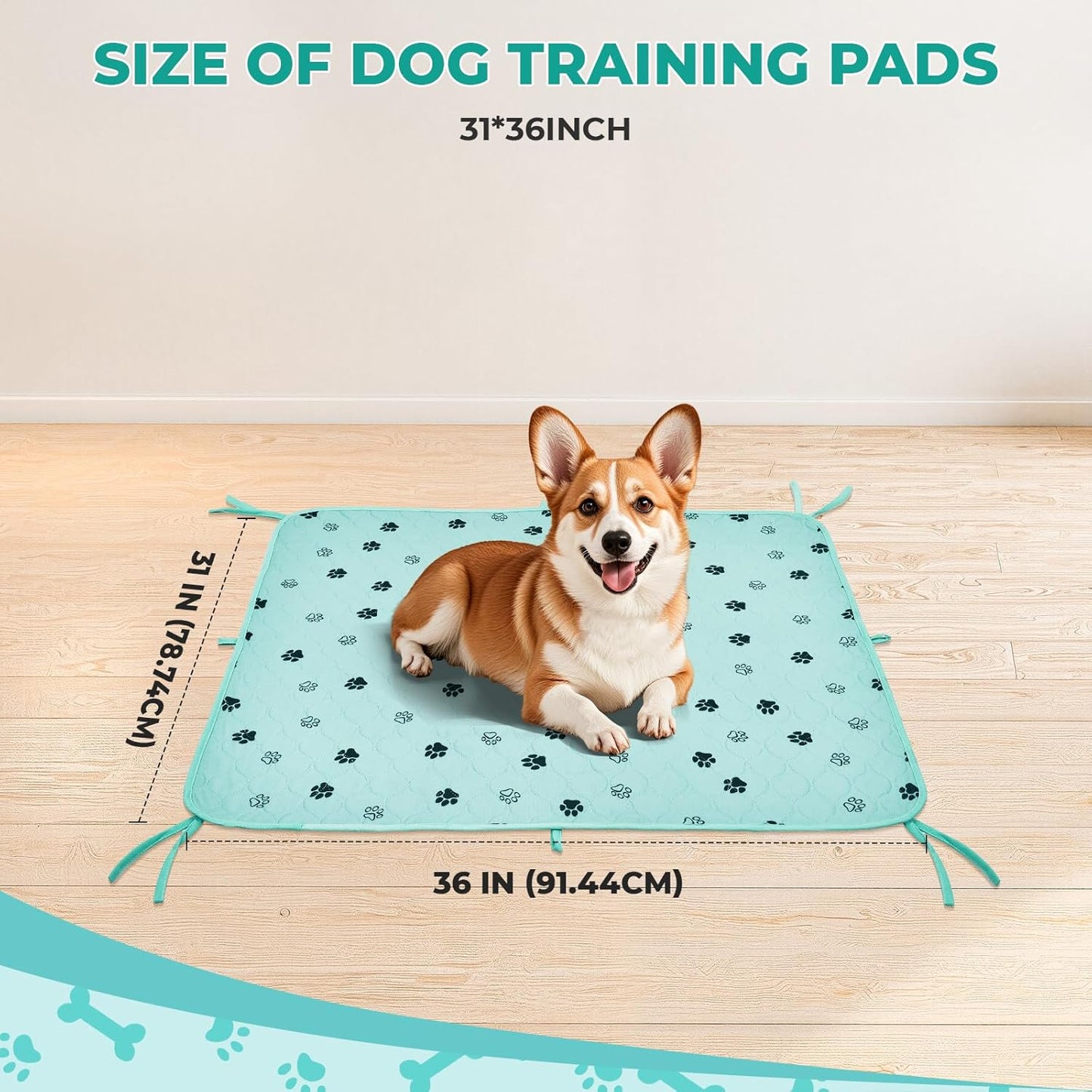 Fostanfly Washable Pee Pads for Dogs, 2 Pack Large 36"x41" Ultra-Absorbent and Leak-Proof Non-Slip Reusable Potty Training Pads for Dogs, Cats, Puppy, Potty Training of Add 8 Lanyards