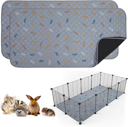 Sunheir Washable Pee Pads for Dogs Large 48" x 48" 2-Pack Reusable Puppy Pads Pet Training Pads, Absorb Dog Mats, Whelping Pad, Non-Slip Protects Against Urine Leakage (Leaves - Deep Grey, 48x48)