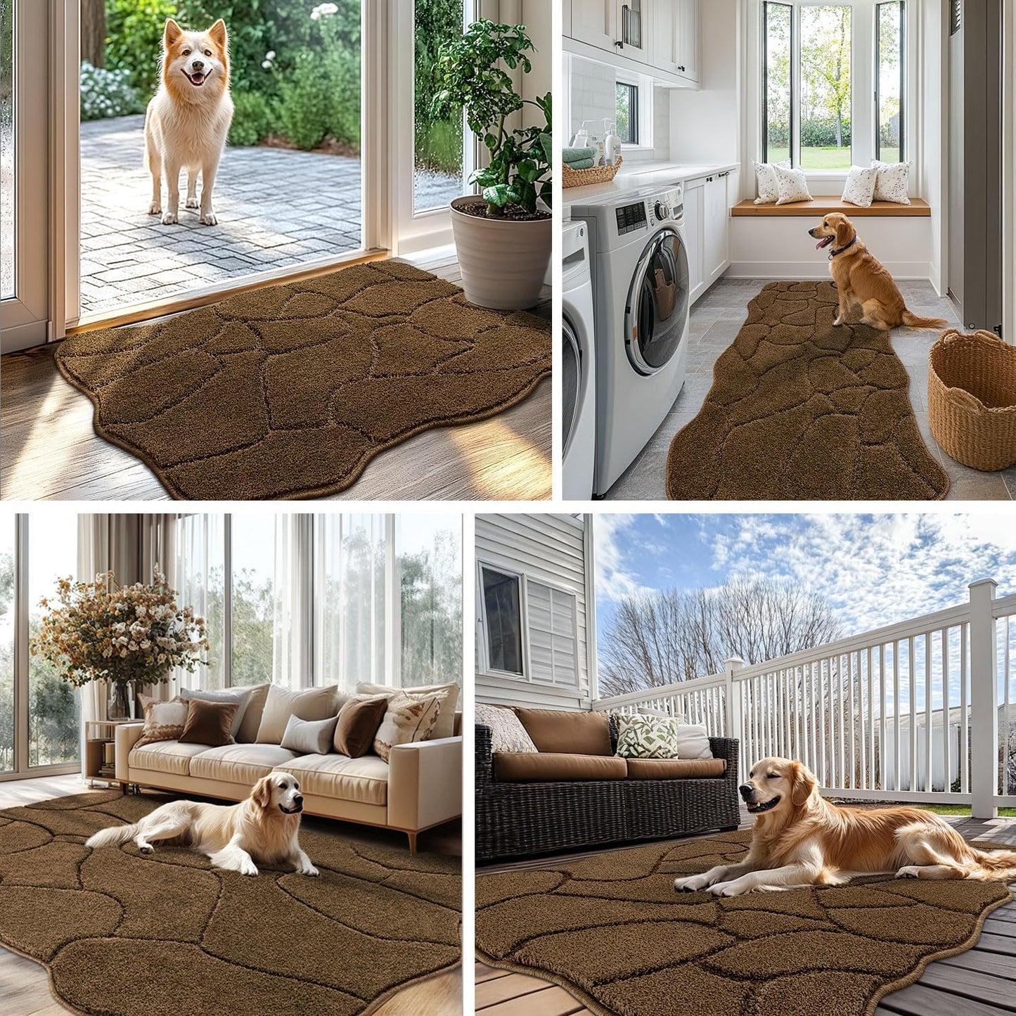 BSICPRO Large Dog Door Mat for Mud Paws, 22x47 Absorbent Dirt Trapper Long Door Mat, Non-Slip Washable Mud Mat for Dogs, Microfiber Soft Pet Rug Mat for Entryway, Dog Paws, Patio (Gray)