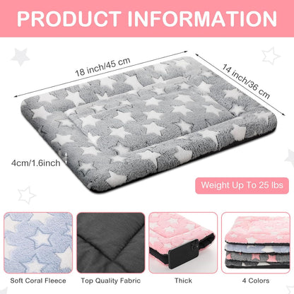 VitalCozy 4 Pcs Dog Crate Pads, Ultra Soft Warm Washable Anti-Slip Kennel Bed Mat for Pets, Reversible, Replaceable, Cage Liner for Small Medium Large Dogs and Cats (18 x 24 x 1.6 Inch,Star,Gray)