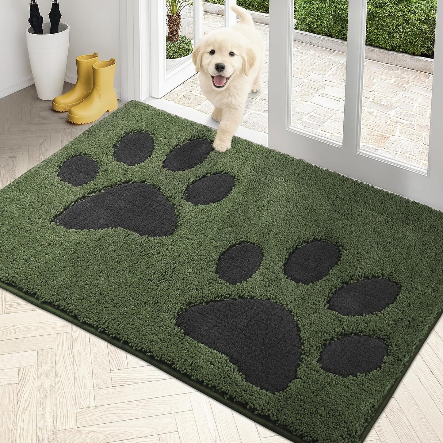 PURRUGS Dirt Trapping Door Mat 20" x 31.5", Non-Skid/Slip Machine Washable Microfiber Entryway Rug, Dog Doormat, Super Absorbent Welcome Mat for Muddy Wet Shoes and Paws, Grey