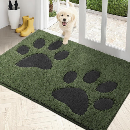 PURRUGS Dirt Trapping Door Mat 20" x 31.5", Non-Skid/Slip Machine Washable Microfiber Entryway Rug, Dog Doormat, Super Absorbent Welcome Mat for Muddy Wet Shoes and Paws, Grey