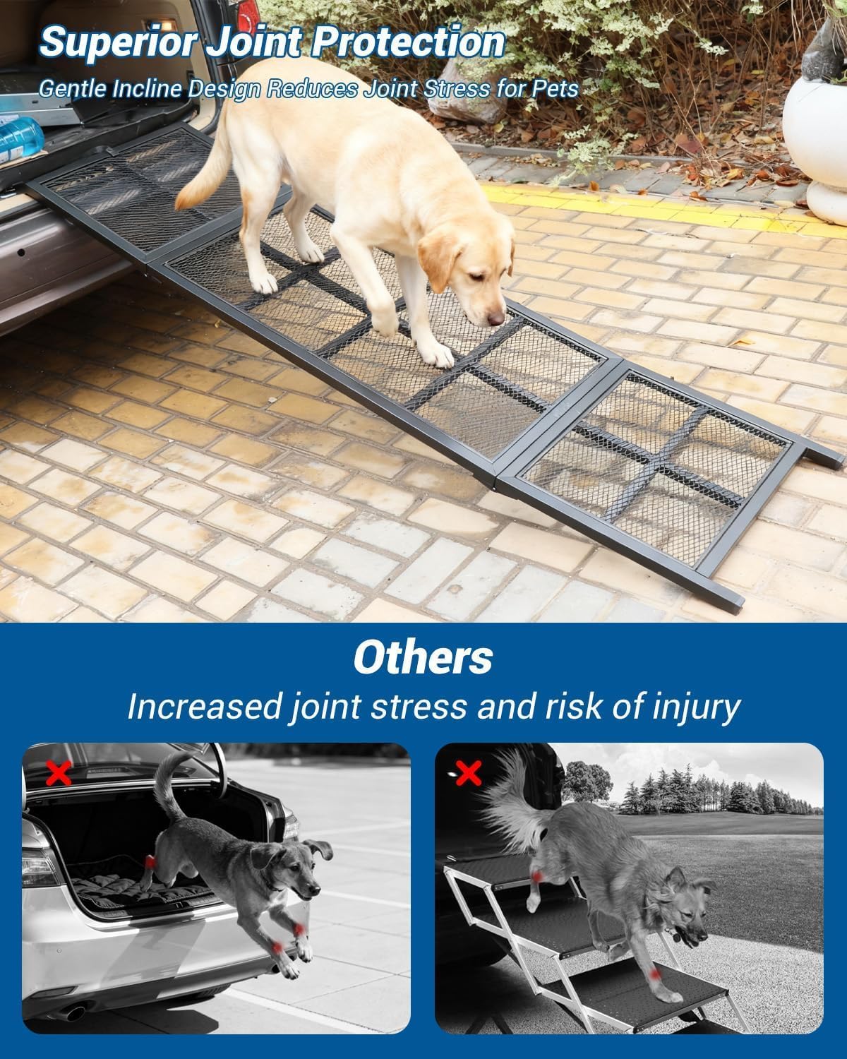 Dog Ramp for Car, 74" Long & 20" Wide Folding Outdoor Pet Ramp for Large Dogs, Non-Slip Safe Ramp for Truck/SUV/RV/Car