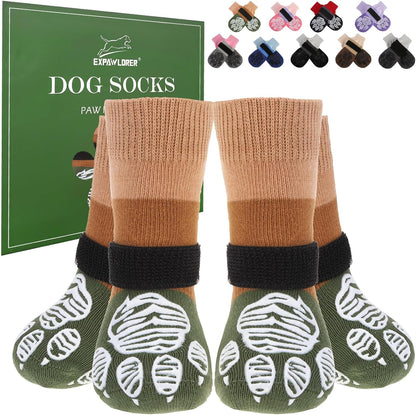 EXPAWLORER Anti Slip Dog Socks to Prevent Licking Paws, Dog Shoes for Hot Pavement Walk, Dog Booties for Hardwood Floors, Dog Boots & Paw Protectors with Grippers for Small Medium Large Senior Dogs M