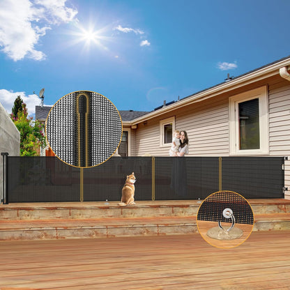 Retractable Baby Gates Extra Wide 150" × 34" Tall for Large Opening 12.5 Foot Retractable Dog Gate for Doorways, Stairs, Aisle, Indoor/Outdoor Retractable Gate for Garage, Hallways, Deck