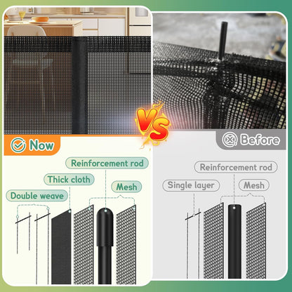 Retractable Baby Gates Extra Wide 150" × 34" Tall for Large Opening 12.5 Foot Retractable Dog Gate for Doorways, Stairs, Aisle, Indoor/Outdoor Retractable Gate for Garage, Hallways, Deck