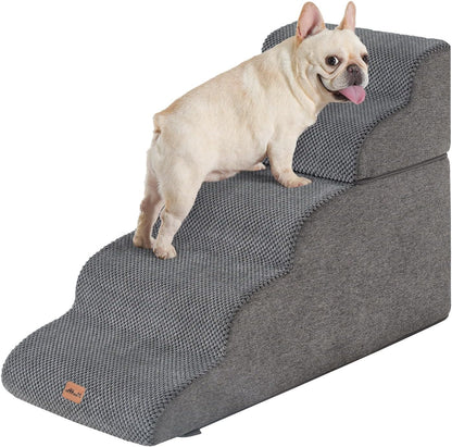 Made4Pets Dog Stairs Ramp for Small Dogs 15.7" H, 3-Step Dog Steps for Bed Couch Sofa and Chair, 35D Foam Pet Steps for Small Dogs and Cats, Non-Slip Bottom Pet Stairs, Grey