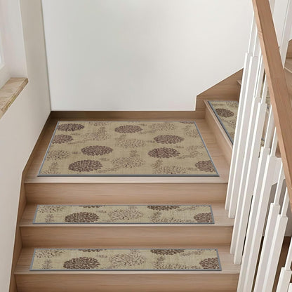 Non-Slip Stair Treads for Wooden Steps 15pcs,8"x30" Stair Carpet Treads for Indoor Use,Peel and Stick Stair Runners,Washable Reusable Adhesive Backing,Pet-Friendly Stair Capet for Kids,Elders,Dogs