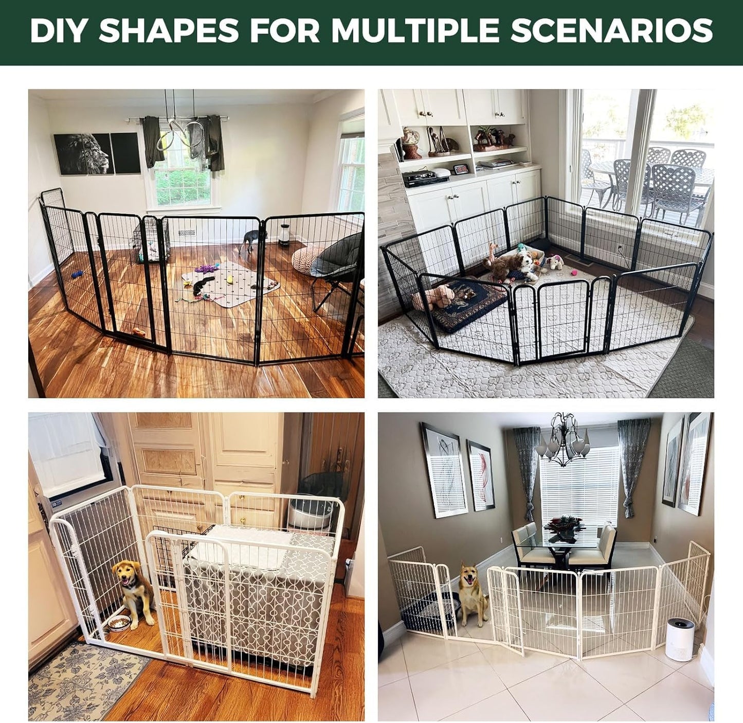 FXW Homeplus Unleashed Indoor Dog Playpen - Stress-Free and Safe Play, Heavy Duty 24 Inch 6 Panels Dog Pen for Puppy and Small Dogs, Black│Patented