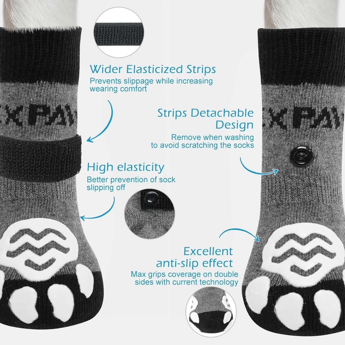 EXPAWLORER 6Pcs Anti-Slip Dog Socks to Prevent Licking Paws,Dog Shoes for Hot Pavement,Dog Booties Traction Control on Hardwood Floor,Boots & Paw Protectors, for Puppy Small Medium Large Senior Dogs