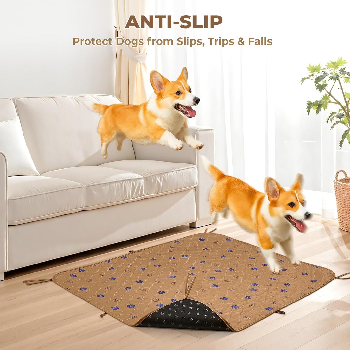 Fostanfly Washable Pee Pads for Dogs, 2 Pack Large 36"x41" Ultra-Absorbent and Leak-Proof Non-Slip Reusable Potty Training Pads for Dogs, Cats, Puppy, Potty Training of Add 8 Lanyards
