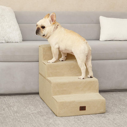 EHEYCIGA Dog Stairs for High Bed 22.5" H, 5-Step Dog Steps for Bed, Pet Steps for Small Dogs and Cats, Non-Slip Balanced Pet Ramp Indoor, Grey