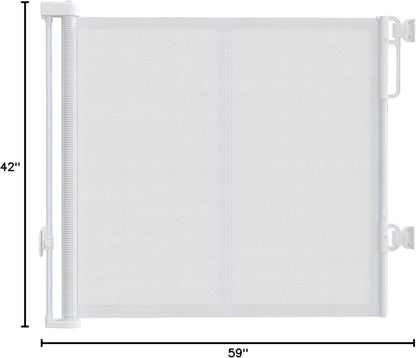 Reinforced 120" Extra Wide Retractable Baby Gates for Stairs, Mesh Saftey Gate for Pets, 10 Foot Retractable Dog Gate, No Drilling, One-Hand Operation, Retractable Gate for Indoor & Outdoor Use