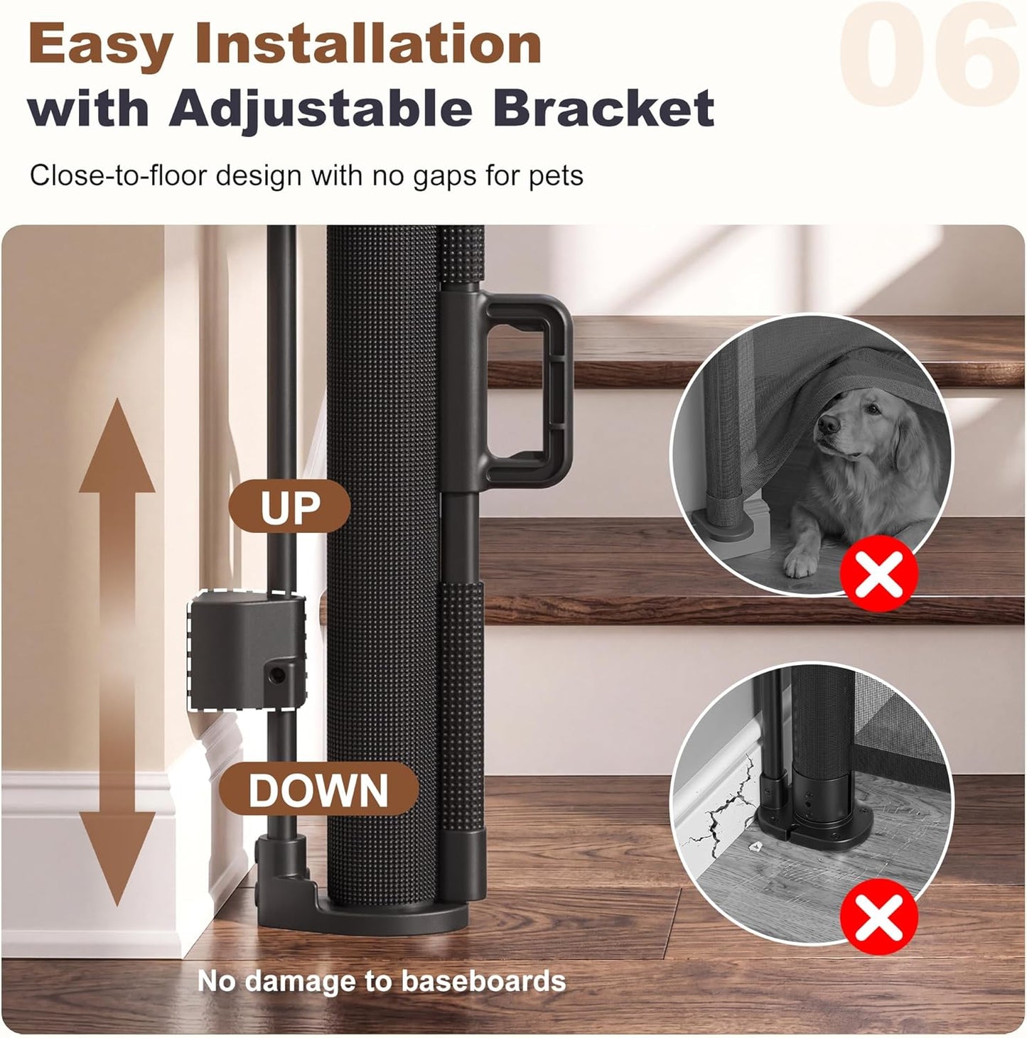 GRENFU Reinforced 120 Inch Wide Retractable Baby Gates, Long Dog Gate Retractable Gate with Support Rods to Prevent Crawling Through, 10 FT Extra Wide Retractable Dog Gate for Indoor/Outdoor, Black