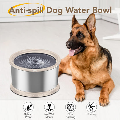 1.6 Gallon Dog Water Bowl, 6.5L/220oz Stainless Steel No Spill Water Bowl for Large Dogs, Super Large Capacity Splash Proof Pet Slow Drinking Water Bowl with Anti-Slip Mat for Mess Drinkers