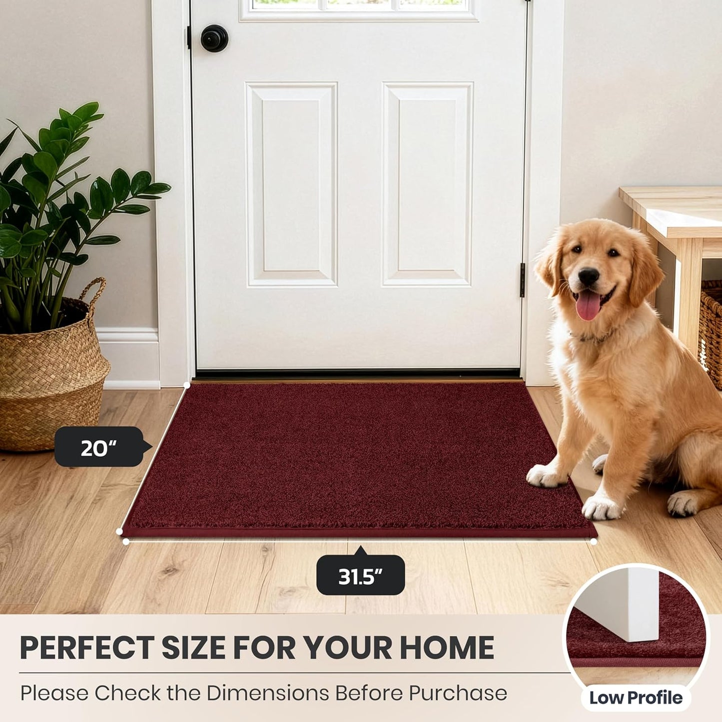 PURRUGS Dirt Trapping Door Mat 20" x 31.5", Non-Slip Machine Washable Entryway Rug, Dog Doormat, Indoor Front Door Mat, Super Absorbent Entry Rug for Muddy Shoes & Paws, Bluish Grey-Black