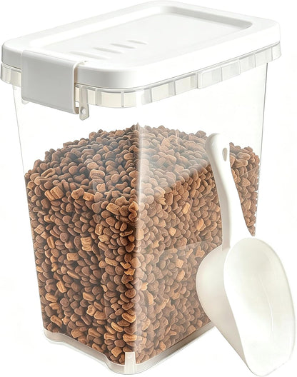 5-10 Lbs Cat Food Storage Container with Scoop - Airtight Dog Food Container - Buckle-Lock Pet Food Container for Dog, Cat, Bird Seed, Chicken, Dry Food Storage Bin Container for Rice, Cereal, Flour