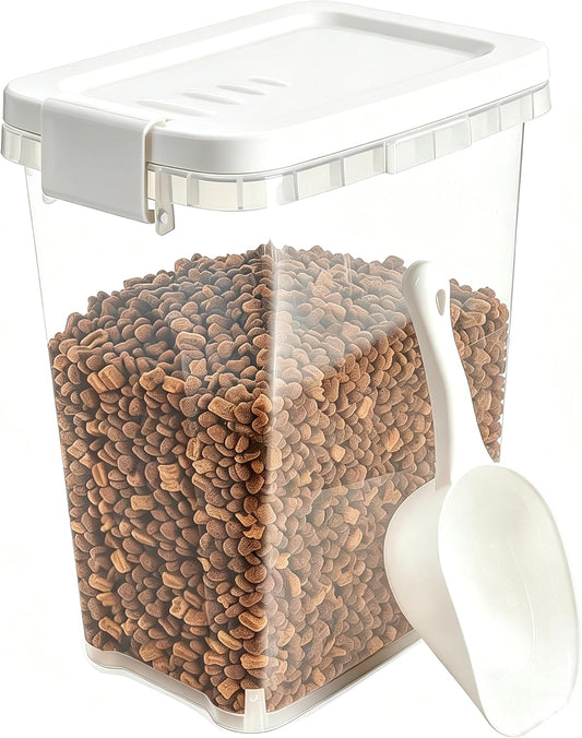 5-10 Lbs Cat Food Storage Container with Scoop - Airtight Dog Food Container - Buckle-Lock Pet Food Container for Dog, Cat, Bird Seed, Chicken, Dry Food Storage Bin Container for Rice, Cereal, Flour
