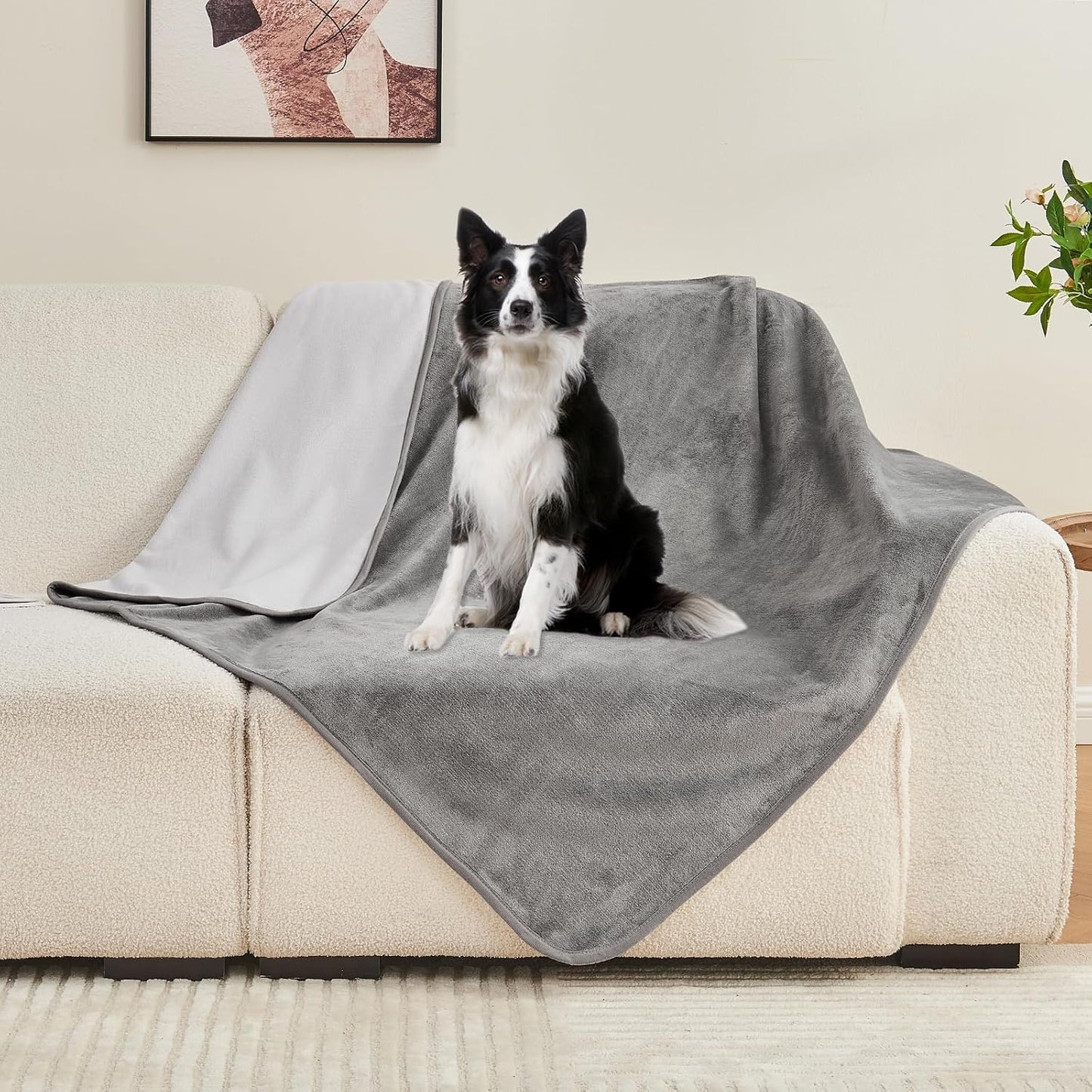 Waterproof Blanket 60"x80" for Adults, Reversible Waterproof Bed Cover for Dogs Cats Pets, Soft Leakproof Blanket for Bed Couch Sofa Furniture Protector, Dusty Pink/Off White