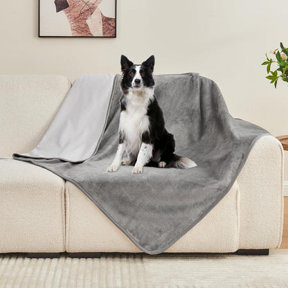Waterproof Blanket 60"x80" for Adults, Reversible Waterproof Bed Cover for Dogs Cats Pets, Soft Leakproof Blanket for Bed Couch Sofa Furniture Protector, Dusty Pink/Off White