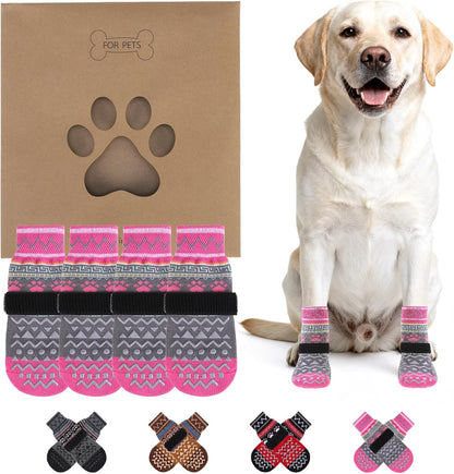 KOOLTAIL Dog Socks Shoes for Hot Pavement to Prevent Licking Paws, Winter Dog Boots&Paw Protector for Hardwood Floors Anti Slip,Traction Control Grip Booties for Small Medium Large Senior Dogs,Black M