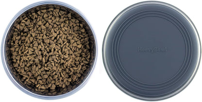 2.5 lb Weighted Dog Bowl - No Slip, No Tip - Heavy Stainless Steel Dog Bowl with Silicone Rubber Foot