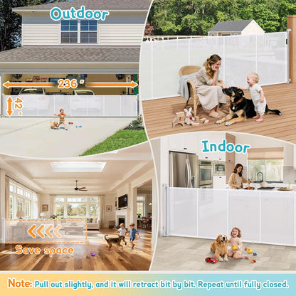 160 Inch Retractable Baby Gates Extra Wide, 42 Inch Extra Tall Retractable Gate, 13 FT Reinforced Retractable Dog Gate with Reinforcement Rod to Prevent Crawling Through, for Doorways, Stairs, Hallway