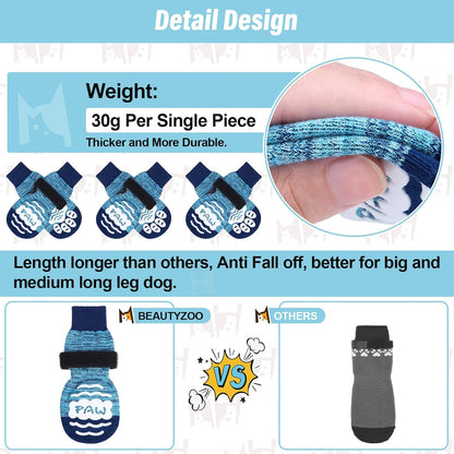 BEAUTYZOO Anti-Slip Dog Socks,Dog Shoes for Hot/Cold Pavement,Paw Protectors with Grips 3 Pairs for Puppy Small Medium Large Senior Old Dogs,Dog Socks to Prevent Licking and Hardwood Floor Protection
