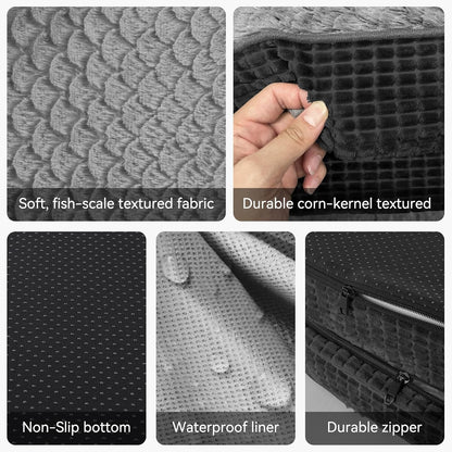 JOEJOY Orthopedic Dog Beds Large Sized Dog, XL Egg-Crate Memory Foam Pet Couch Bed with Bolster Sides, Waterproof Lining, Removable Washable Cover & Non-Slip Bottom, Grey