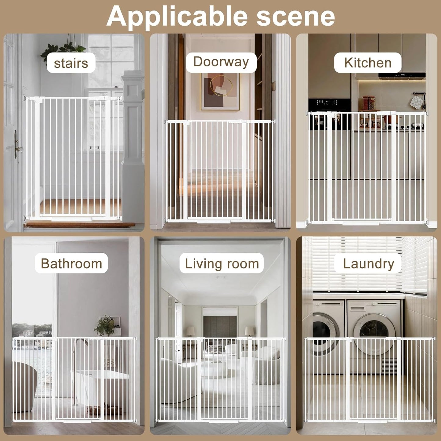 WAOWAO 40.55" Extra Tall 1.37" Ultra Narrow Spacing 53.74-61.61" Extra Wide Dogs Pets Baby Gate Safety Indoor Puppy Pressure Mounted Gate No Drill Black Metal for Stairs,Doorways,Kitchen,Hallway