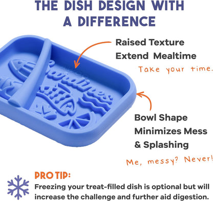 Awoo Lick Dish - Silicone Lick Mat + Slow Feeder for Cats & Small Dogs - Non-Slip Design with Suction Cups - Dishwasher Safe, Extends Mealtime, Reduces Anxiety (Periwinkle)