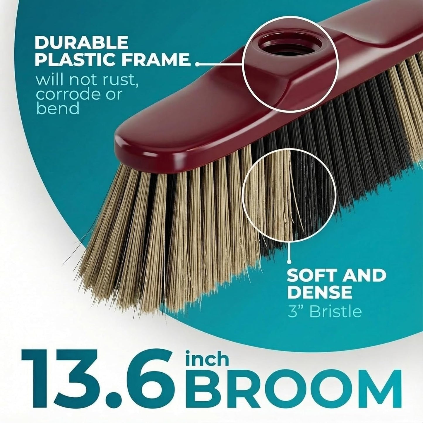 HELOMOR Indoor Broom with Dustpan Combo Set, Long Handle Floor Sweeping Broom for Kitchen, Garage, Office, Bathroom, Wood & Parquet Floors (2 Pack)