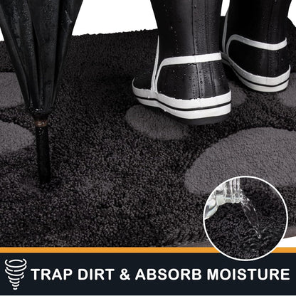 PURRUGS Dirt Trapping Door Mat 20" x 31.5", Non-Skid/Slip Machine Washable Microfiber Entryway Rug, Dog Doormat, Super Absorbent Welcome Mat for Muddy Wet Shoes and Paws, Grey