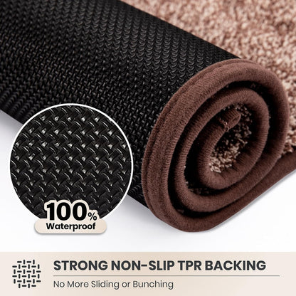 PURRUGS Dirt Trapping Door Mat 20" x 31.5", Non-Slip Machine Washable Entryway Rug, Dog Doormat, Indoor Front Door Mat, Super Absorbent Entry Rug for Muddy Shoes & Paws, Bluish Grey-Black